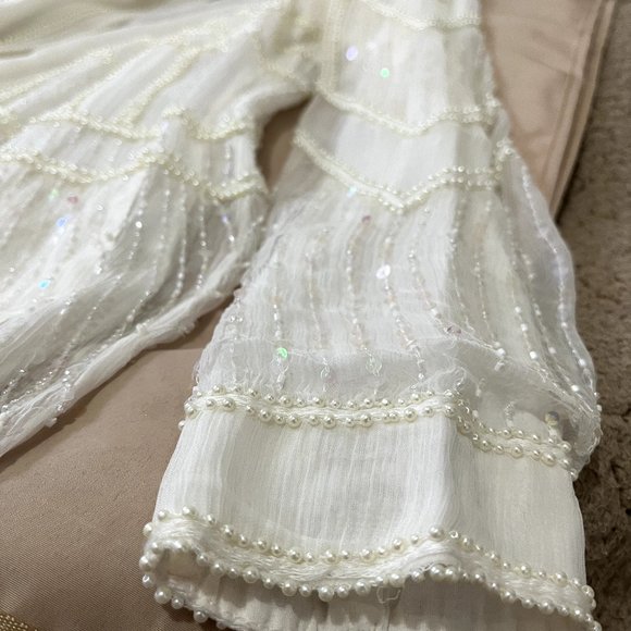 ANTIK BATIK Birma Embellished Georgette Jacket In Ivory - Picture 8 of 8